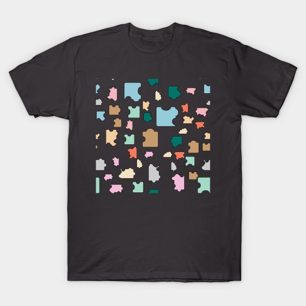 colorful puzzle pieces seamless pattern T-Shirt by maricetak